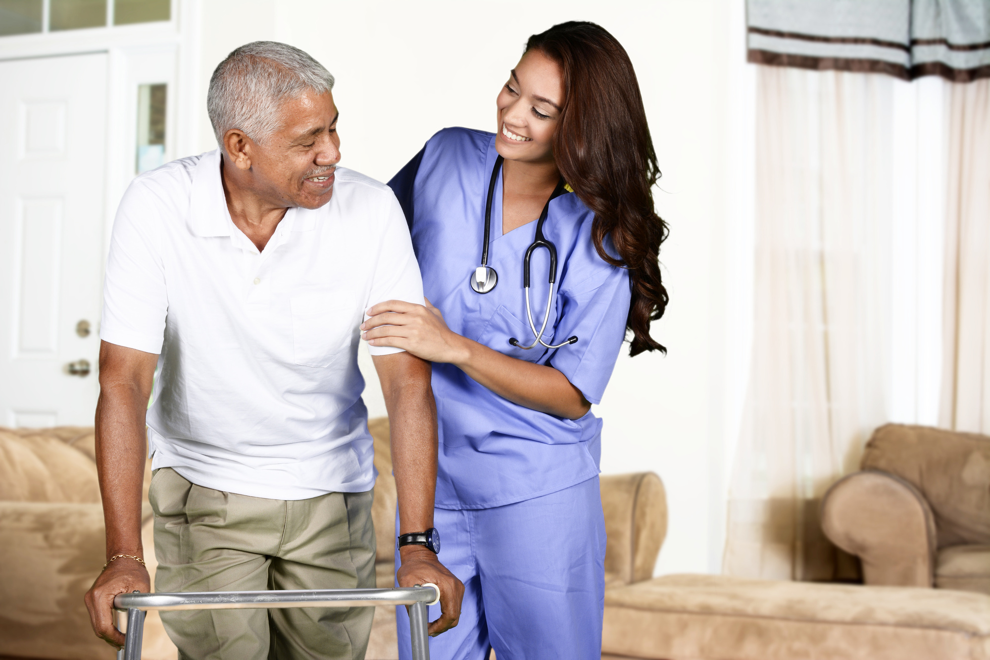 Health Care Worker and Elderly Man