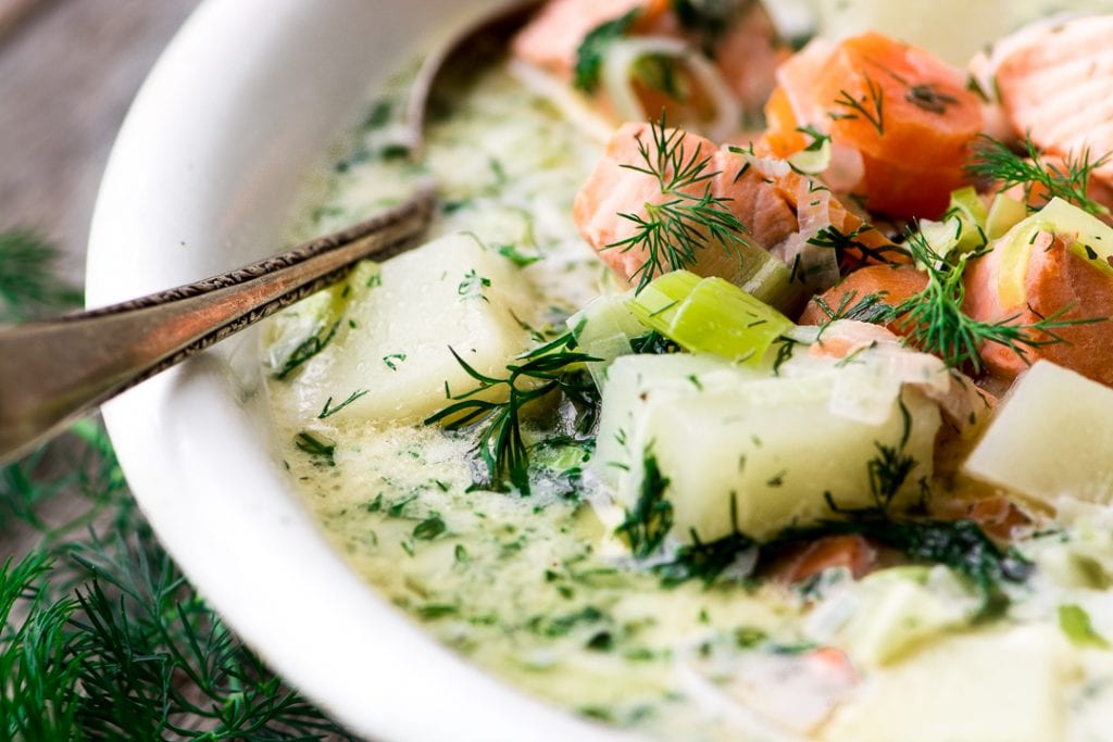 A Healthy Finnish Salmon Soup - Lohikeitto