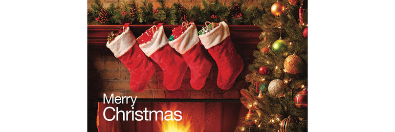 Stockings hung by the chimney for Christmas.